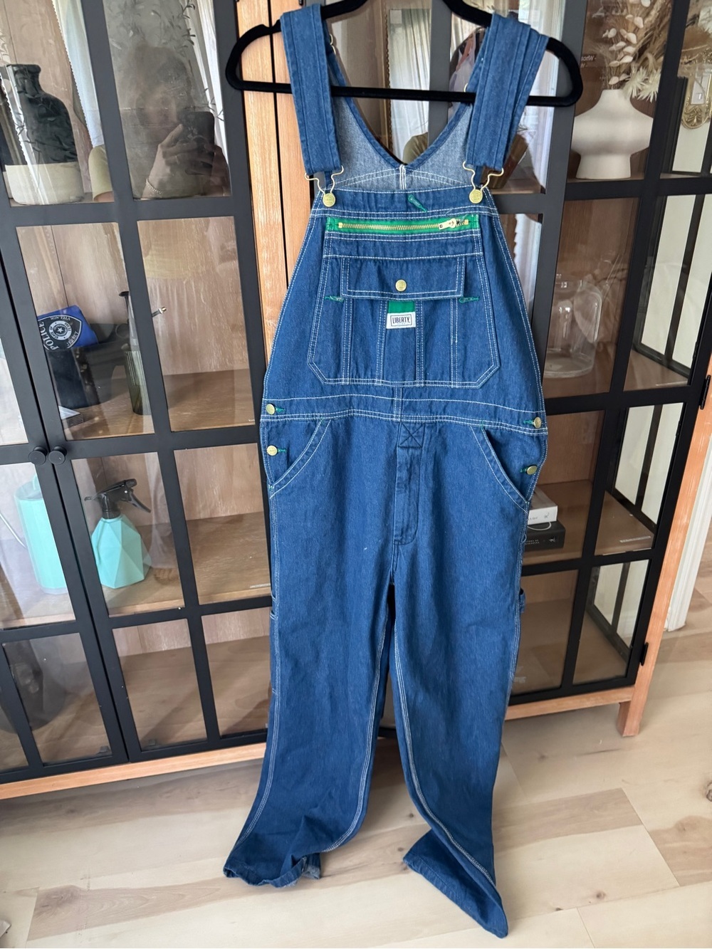 Liberty Men's Stone Washed Denim Bib Overalls zipper pockets